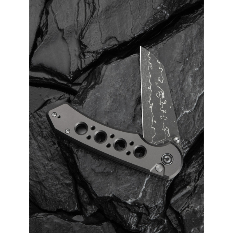 Ніж складаний туристичний Civivi Pragma Prime, (8.9 см) Damascus / Aluminum сірий