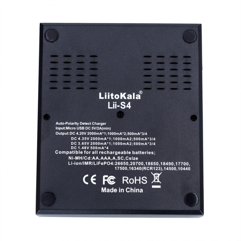 Зарядний пристрій Liitokala Lii-S4, 4 канала, Ni-Mh/Li-ion/LiFePo4, USB, LCD, Box