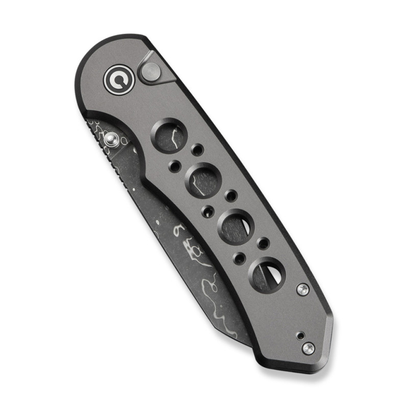 Ніж складаний туристичний Civivi Pragma Prime, (8.9 см) Damascus / Aluminum сірий