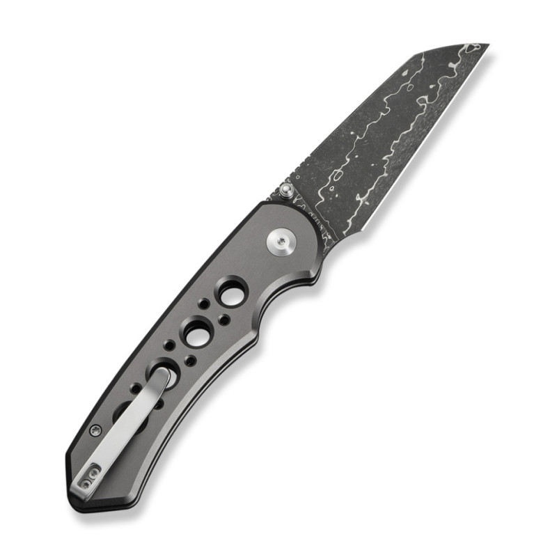 Ніж складаний туристичний Civivi Pragma Prime, (8.9 см) Damascus / Aluminum сірий