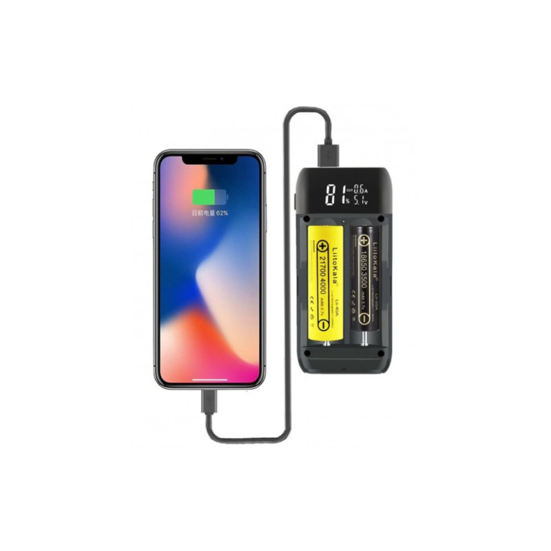 Зарядний пристрій-павербанк LiitoKala Lii-MP2 на 2 канали для акумуляторів, червоний