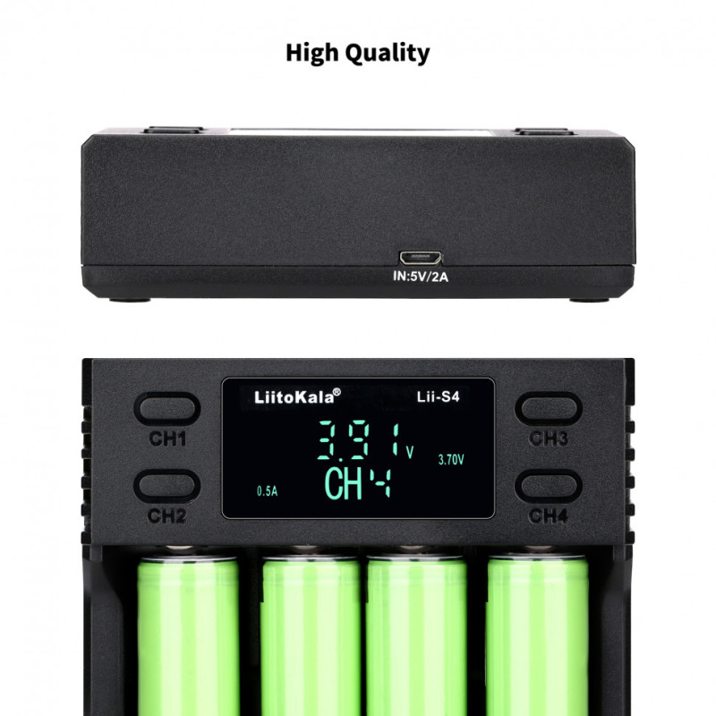 Зарядний пристрій Liitokala Lii-S4, 4 канала, Ni-Mh/Li-ion/LiFePo4, USB, LCD, Box