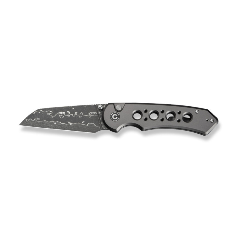 Ніж складаний туристичний Civivi Pragma Prime, (8.9 см) Damascus / Aluminum сірий