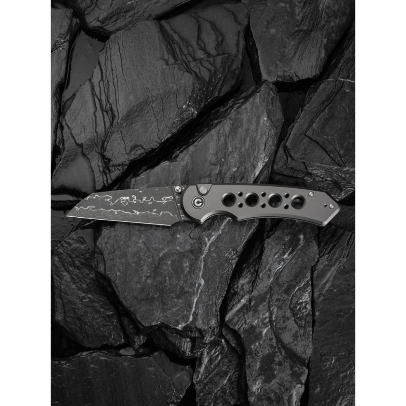 Ніж складаний туристичний Civivi Pragma Prime, (8.9 см) Damascus / Aluminum сірий