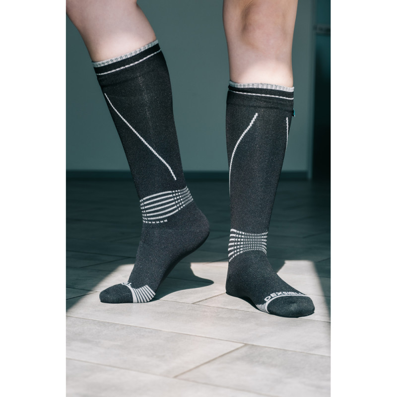 Водонепроникні шкарпетки Dexshell Longlite Socks 2.0, сірі полоски, розмір L (43-46)