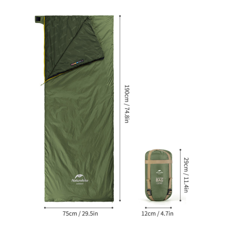 Спальний мішок Naturehike LW180 Mini NH21MSD04, лівий, темно-зелений