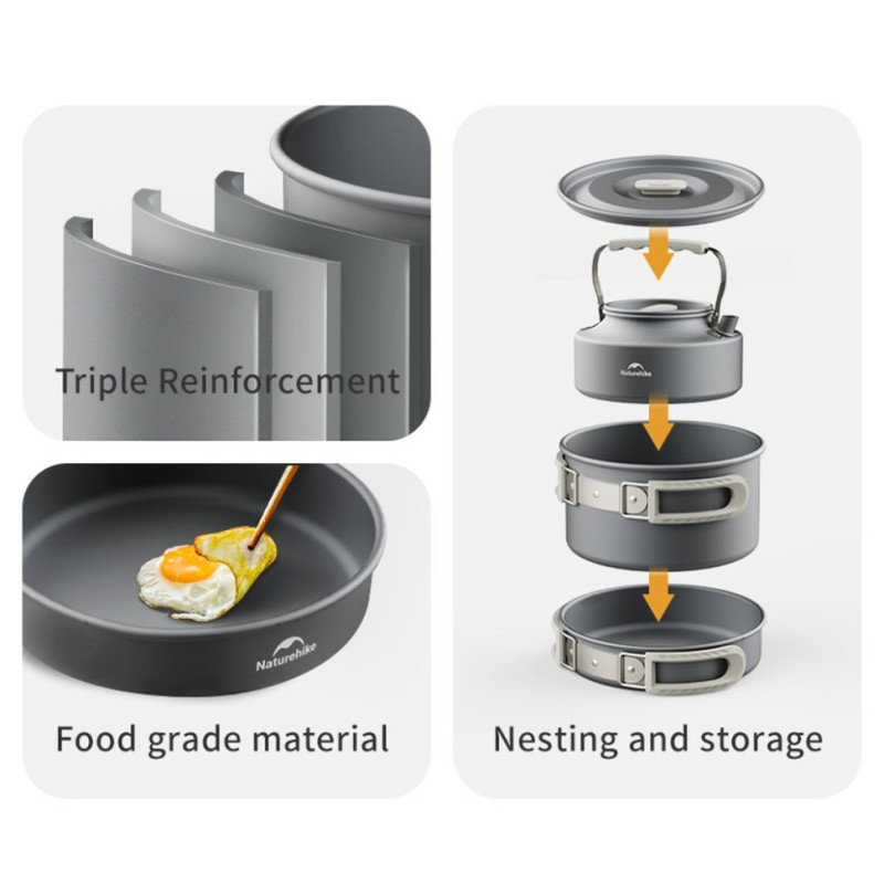 Сковорідка зі складаною ручкою Naturehike CNK2450CF010, 17,5 см, алюміній