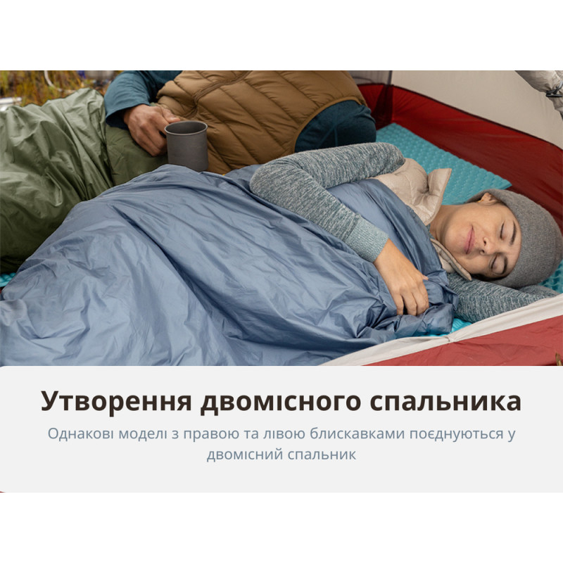 Спальник надлегкий Naturehike Summer LW180 NH21MSD09 лівий, (15°C), p-p XL, зелений
