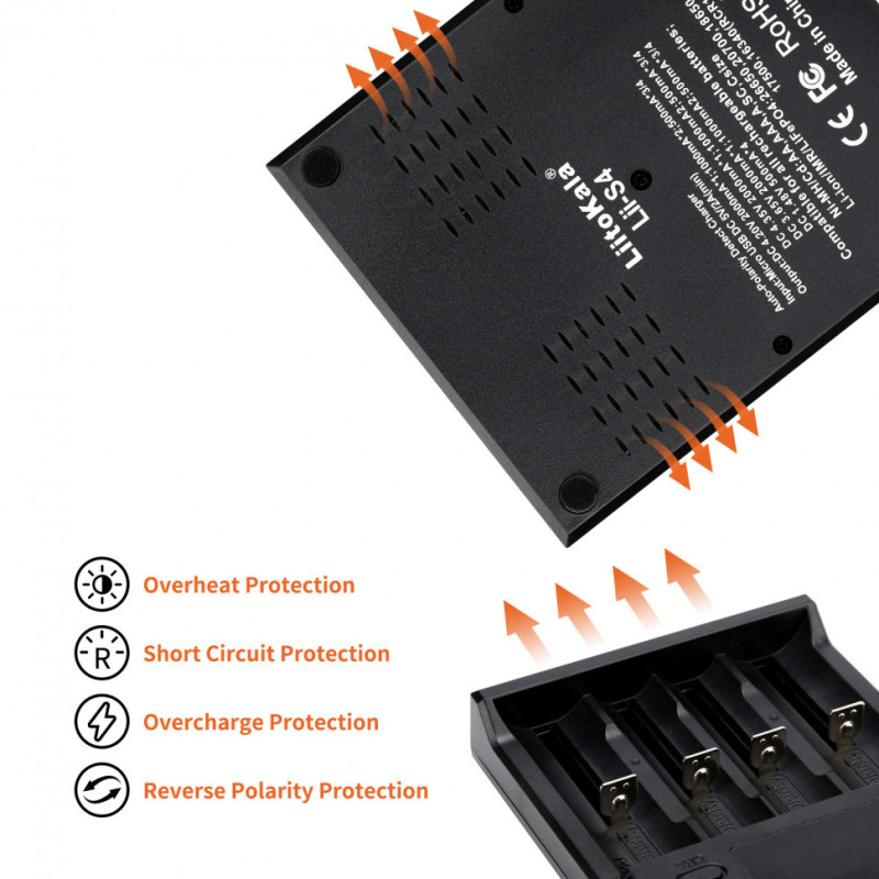 Зарядний пристрій Liitokala Lii-S4, 4 канала, Ni-Mh/Li-ion/LiFePo4, USB, LCD, Box