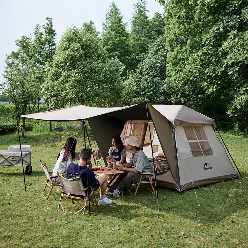 Намет з навісом Naturehike Village CNK2300ZP021, коричневий великий