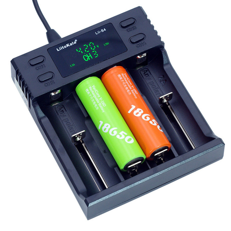 Зарядний пристрій Liitokala Lii-S4, 4 канала, Ni-Mh/Li-ion/LiFePo4, USB, LCD, Box