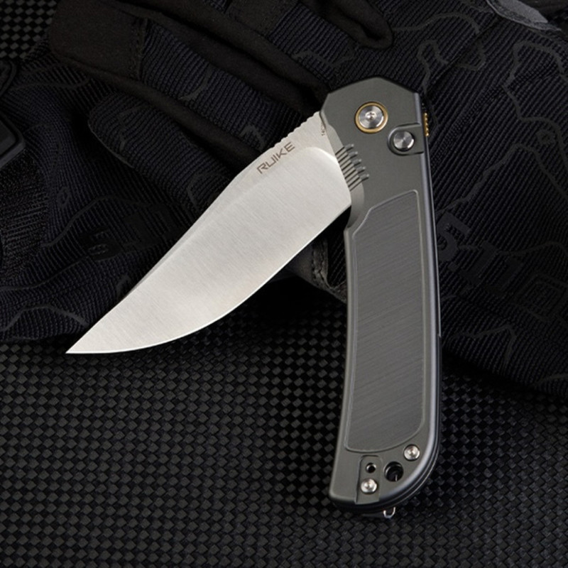 Ніж складаний туристичний Ruike P192-AK, (9.1 см) 14C28N / алюмінієвий сплав 6063, сірий