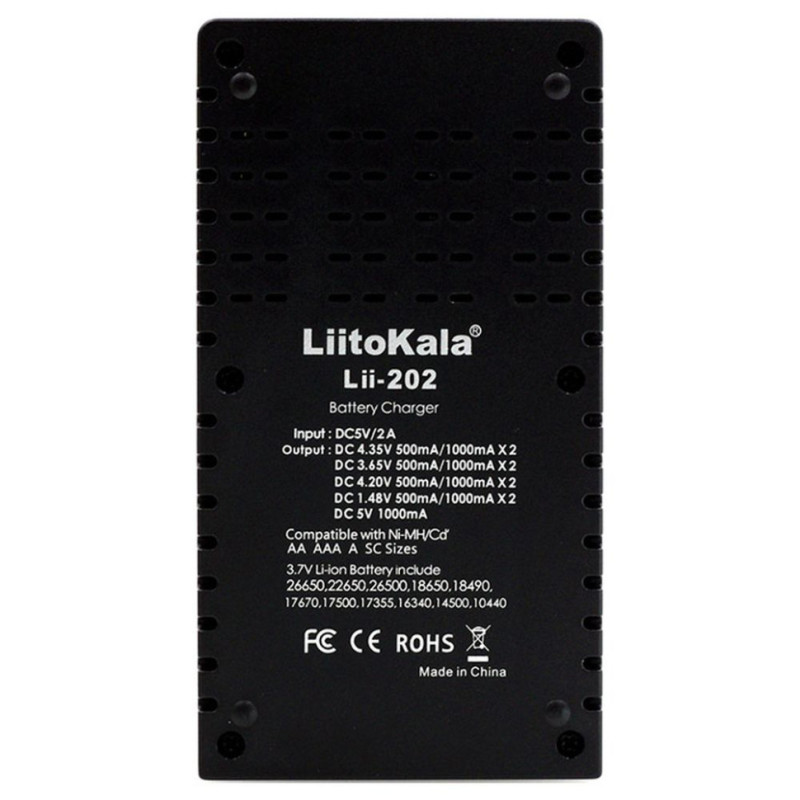 Зарядний пристрій Liitokala Lii-202, Ni-Mh/Li-ion/Li-Fe/LiFePO4, Type-C, Powerbank, LED, Box