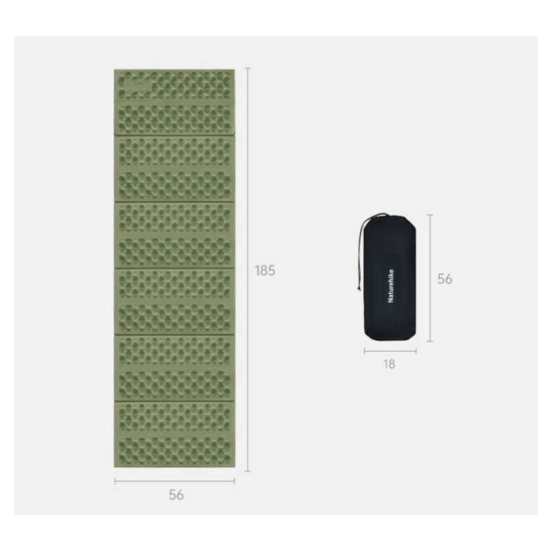Килимок складний IXPE Naturehike CNK2550WS030, алюмінієва плівка, 18 мм, оливковий-зелений