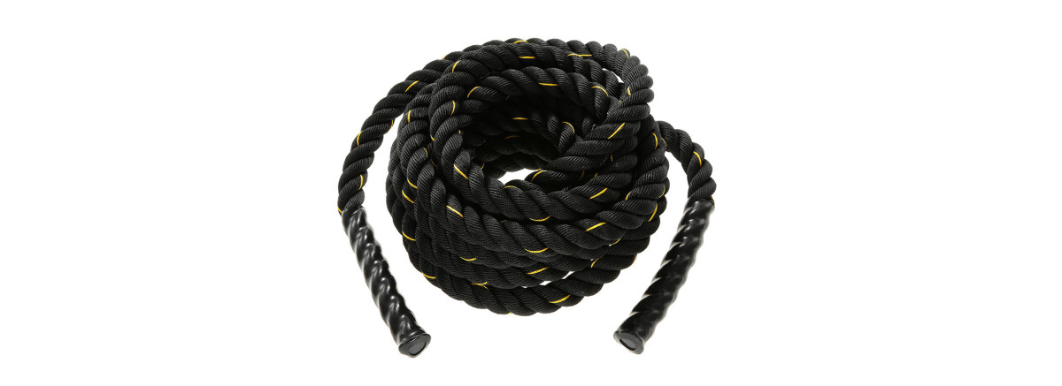Канат для кроссфита EasyFit Battle Rope, Длина 12 м, Вес 10,5 кг, Полипропилен (PP), Винил, Чёрный