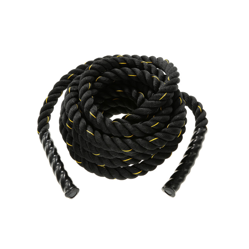 Канат для кроссфіта EasyFit Battle Rope, Довжина 12 м, Вага 10,5 кг, Поліпропілен (PP), Вініл, Чорний