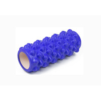 Массажный ролик (валик) EasyFit Grid Roller Extreme, длина 33 см, диаметр 14 см, синий, каркас из высокопрочного пластика, пена EVA с массажной поверхностью 3D, для МФР, фитнеса, йоги и реабилитации