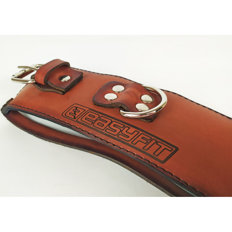 Манжета EasyFit F8 для тяги на тренажері, Натуральна шкіра, Регульований обхват до 18 см, Ширина 9 см, Коричневий