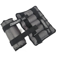 Утяжелители для ног и рук с металлом EasyFit Metal (пара), Вес 5 кг, Оксфорд, Металл, Черно-серый