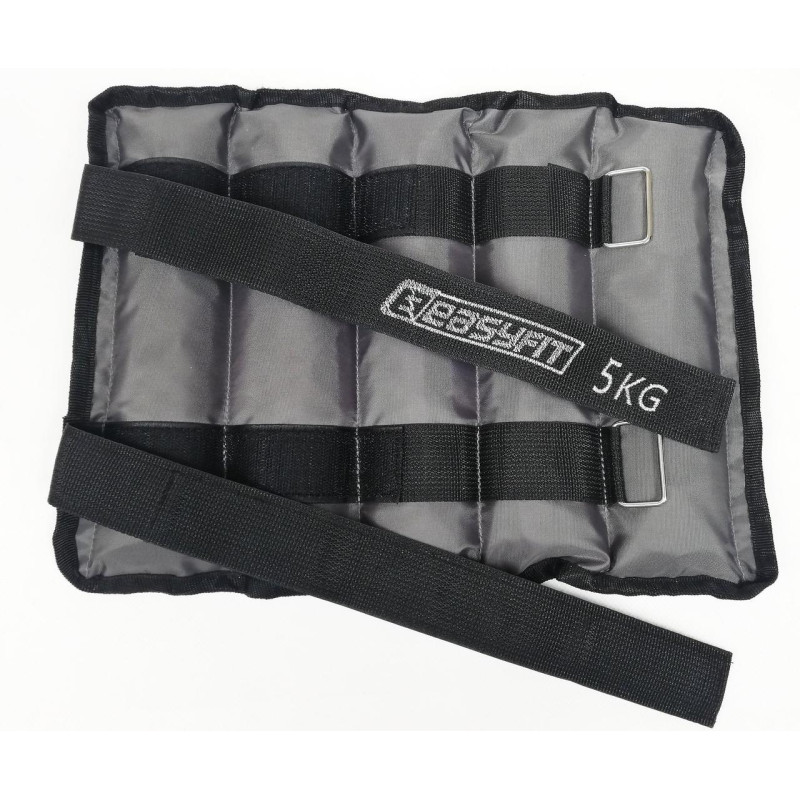 Утяжелители для ног и рук с металлом EasyFit Metal (пара), Вес 5 кг, Оксфорд, Металл, Черно-серый