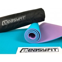 Двухслойный коврик EasyFit для пилатеса, фитнеса и йоги с чехлом, 183x61 см, толщина 6 мм, TPE/TC, ECO-Friendly, мятно-фиолетовый