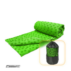 Полотенце для йоги EasyFit Yoga Mat Towel с сумкой, Размер 183х63 см, Микрофибра, Зеленый