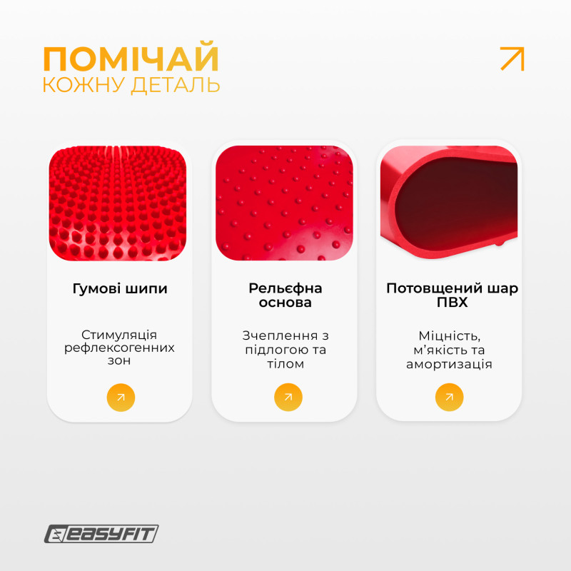 Балансувальна масажна подушка EasyFit, Діаметр 33 см, Максимальне навантаження 120 кг, Гума, Червоний