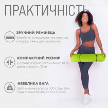 Коврик для йоги и фитнеса EasyFit TPE+TC 6 мм двухслойный + Чехол лимонный-серый