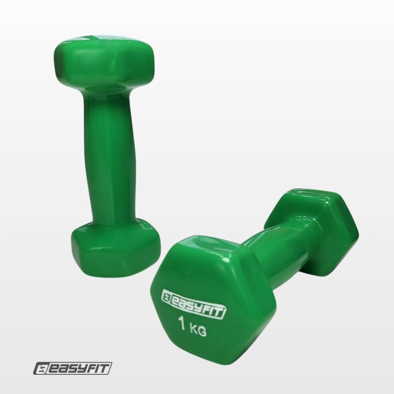Гантель для фітнесу EasyFit з вініловим покриттям, Вага 1 кг, салатовий