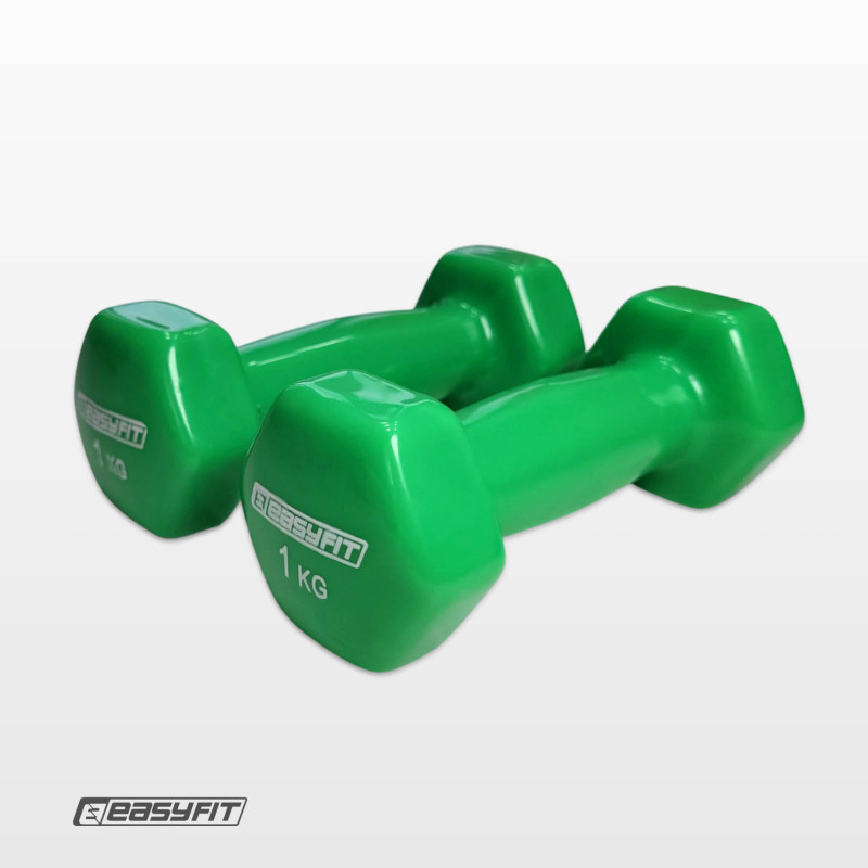 Гантель для фітнесу EasyFit з вініловим покриттям, Вага 1 кг, салатовий