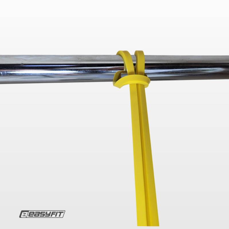Резинка для подтягиваний и спорта EasyFit, Сопротивление 1-6 кг, Латекс, Длина 208 см, Ширина 6,4 мм, Толщина 4,5 мм, Желтый