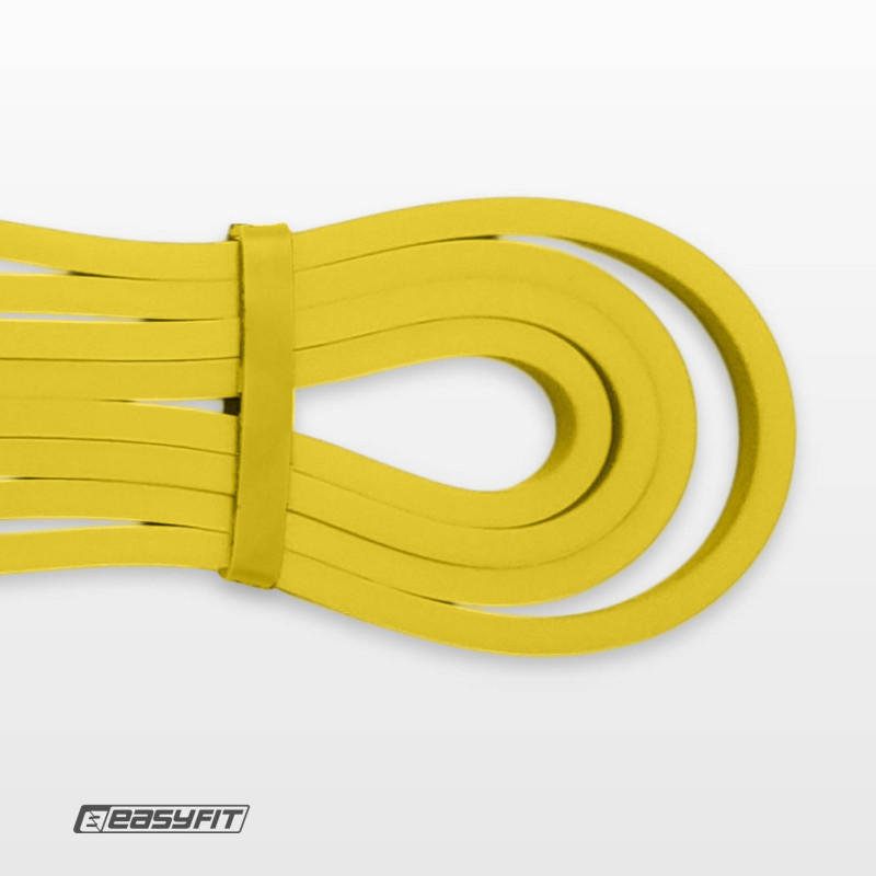 Резинка для подтягиваний и спорта EasyFit, Сопротивление 1-6 кг, Латекс, Длина 208 см, Ширина 6,4 мм, Толщина 4,5 мм, Желтый