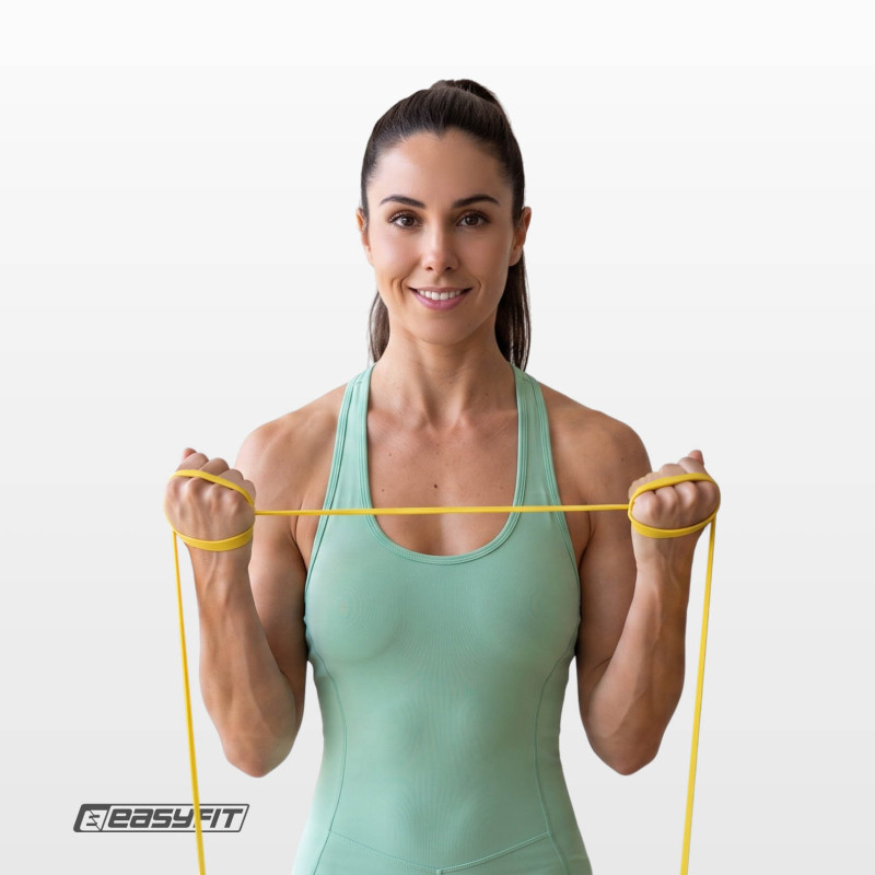Резинка для подтягиваний и спорта EasyFit, Сопротивление 1-6 кг, Латекс, Длина 208 см, Ширина 6,4 мм, Толщина 4,5 мм, Желтый