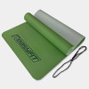 Двухслойный коврик EasyFit для пилатеса, фитнеса и йоги, 183x61 см, толщина 6 мм, TPE/TC, ECO-Friendly, зелено-серый