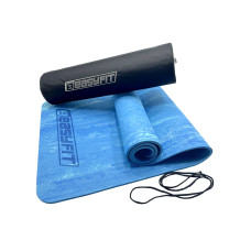 Premium Mat коврик EasyFit для фитнеса и пилатеса с чехлом, 183x61 см, толщина 8 мм, PER, ECO-Friendly, синий Premium Mat коврик EasyFit для фитнеса и пилатеса с чехлом, 183x61 см, толщина 8 мм, PER, ECO-Friendly, синий