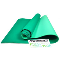 Двухслойный коврик EasyFit для пилатеса, фитнеса и йоги, 183x61 см, толщина 6 мм, TPE/TC, ECO-Friendly, зелено-мятный