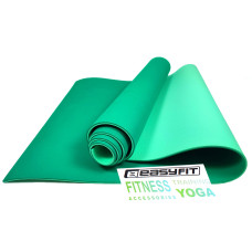 Двошаровий килимок EasyFit для пілатесу, фітнесу та йоги, 183x61 см, товщина 6 мм, TPE/TC, ECO-Friendly, зелено-м'ятний