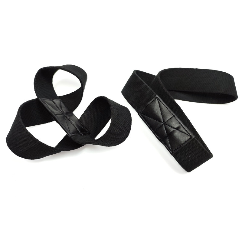 Лямки атлетичні EasyFit, 36×3,5 см, бавовна, чорний