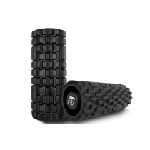 Массажный ролик EasyFit Grid Roller v.1.1 с заглушками, Длина 33 см, Диаметр 14 см, 3D массажная поверхность, Пена EVA, для фитнеса, йоги и восстановления мышц, Черный