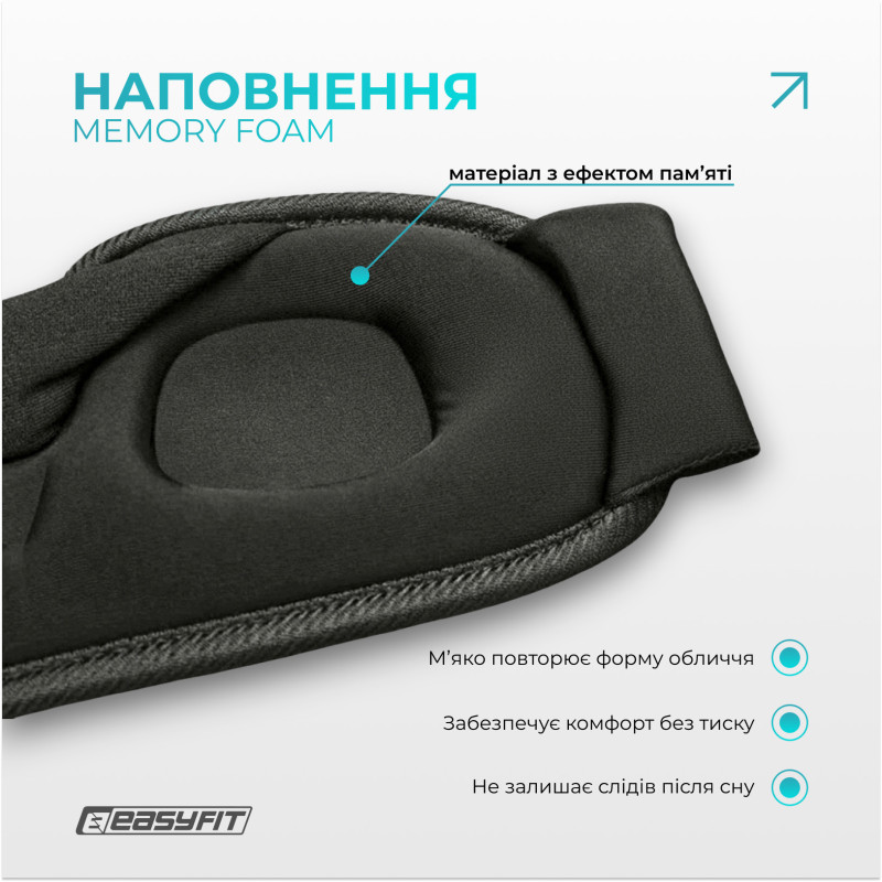 Маска для сна 3D EasyFit Dream с эффектом памяти (черная)
