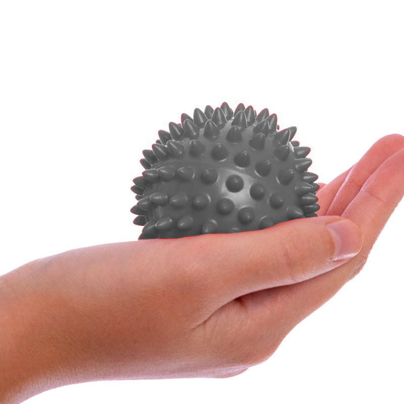 Массажный мяч EasyFit с шипами, Диаметр 7.5 см, Жесткий, ПВХ, для МФР, снятия напряжения и самомассажа, Серый