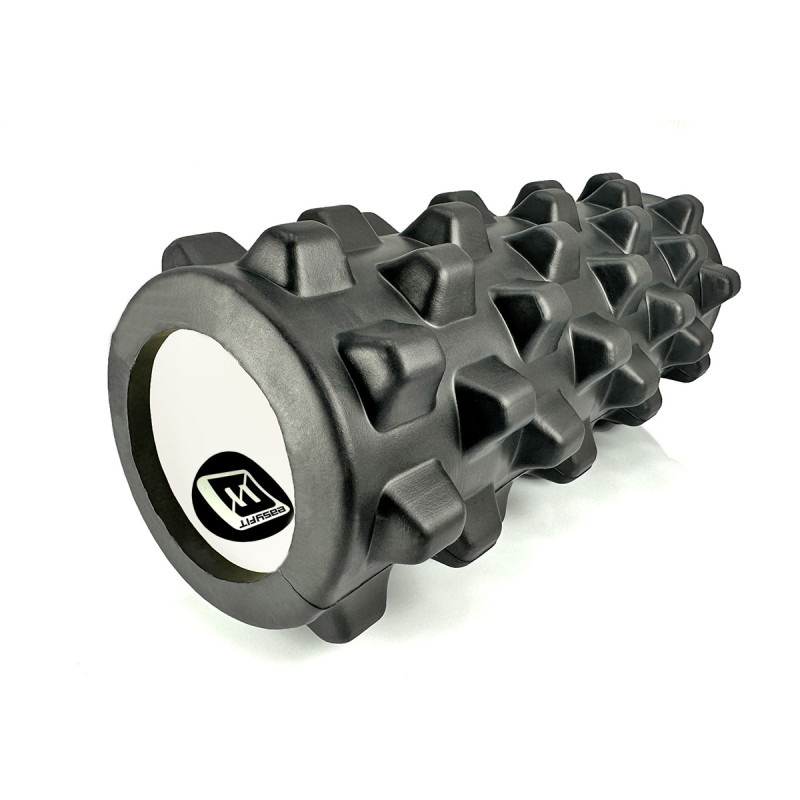 Массажный ролик (валик) EasyFit Grid Roller PRO, Длина 33 см, Диаметр 14 см, Каркас из высокопрочного пластика, Пена EVA с массажной поверхностью 3D, для МФР, фитнеса, йоги и реабилитации, Черный