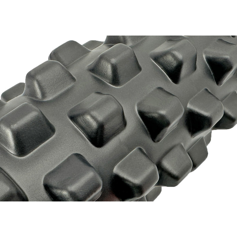 Массажный ролик (валик) EasyFit Grid Roller PRO, Длина 33 см, Диаметр 14 см, Каркас из высокопрочного пластика, Пена EVA с массажной поверхностью 3D, для МФР, фитнеса, йоги и реабилитации, Черный