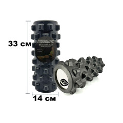 Массажный ролик (валик) EasyFit Grid Roller PRO, Длина 33 см, Диаметр 14 см, Каркас из высокопрочного пластика, Пена EVA с массажной поверхностью 3D, для МФР, фитнеса, йоги и реабилитации, Черный
