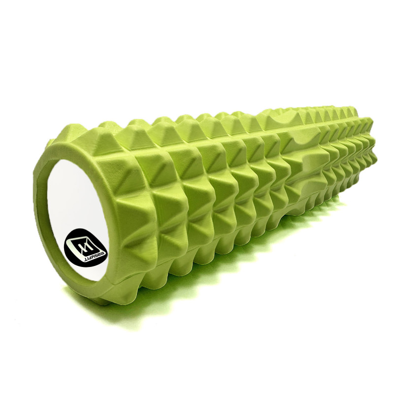 Массажный ролик (валик) EasyFit Grid Roller v.2.2, Длина 45 см, Диаметр 13 см, Каркас из высокопрочного пластика, Пена EVA с массажной поверхностью 3D, для МФР, фитнеса, йоги и реабилитации, Салатовый