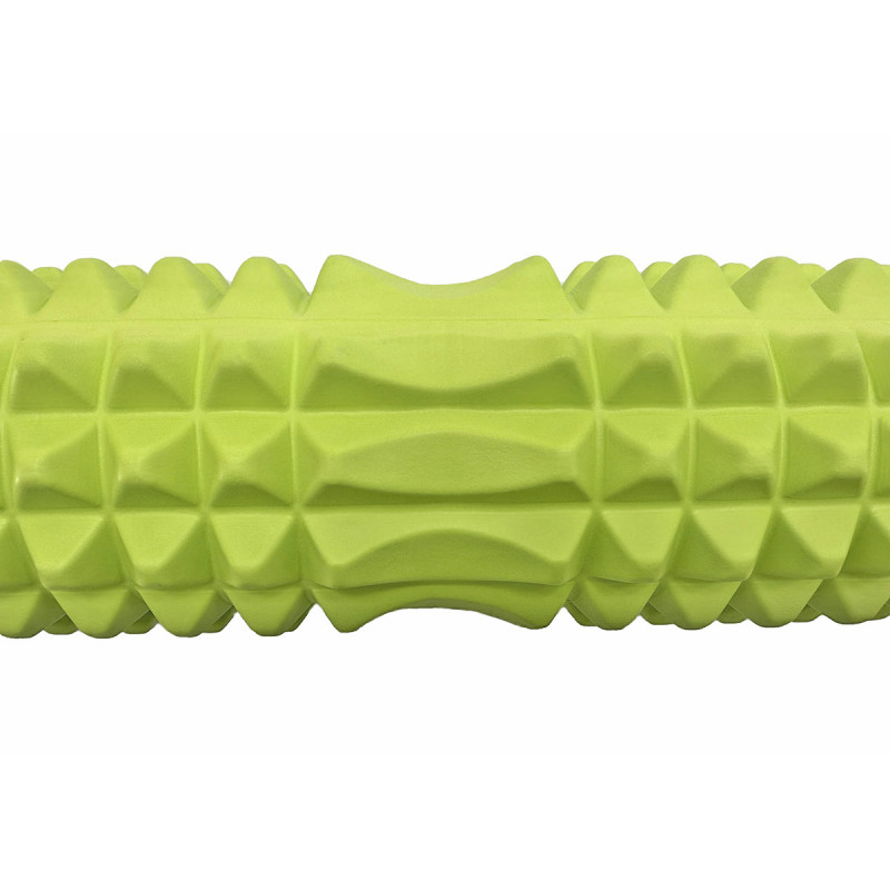 Массажный ролик (валик) EasyFit Grid Roller v.2.2, Длина 45 см, Диаметр 13 см, Каркас из высокопрочного пластика, Пена EVA с массажной поверхностью 3D, для МФР, фитнеса, йоги и реабилитации, Салатовый