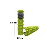 Масажний ролик (валик) EasyFit Grid Roller v.2.2, Довжина 45 см, Діаметр 13 см, Каркас із високоміцного пластику, Піна EVA з масажною поверхнею 3D, для МФР, фітнесу, йоги та реабілітації, Салатовий