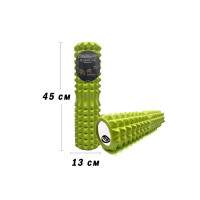 Массажный ролик (валик) EasyFit Grid Roller v.2.2, Длина 45 см, Диаметр 13 см, Каркас из высокопрочного пластика, Пена EVA с массажной поверхностью 3D, для МФР, фитнеса, йоги и реабилитации, Салатовый