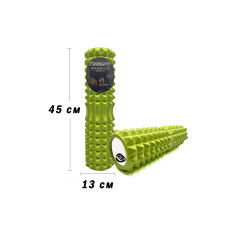 Массажный ролик (валик) EasyFit Grid Roller v.2.2, Длина 45 см, Диаметр 13 см, Каркас из высокопрочного пластика, Пена EVA с массажной поверхностью 3D, для МФР, фитнеса, йоги и реабилитации, Салатовый