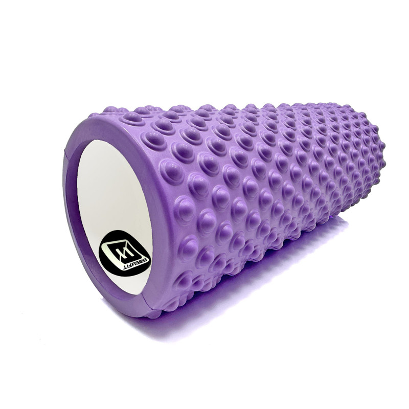 Массажный ролик (валик) EasyFit Grid Roller Light, Длина 33 см, Диаметр 14 см, Каркас из высокопрочного пластика, Пена EVA с массажной поверхностью 3D, для МФР, фитнеса, йоги и реабилитации, Фиолетовый
